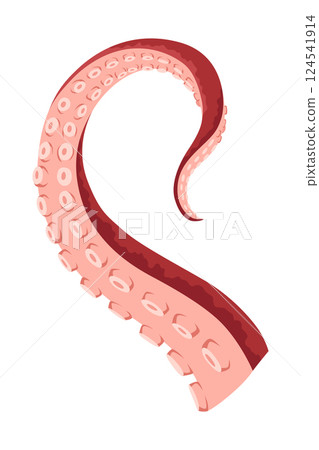 Octopus tentacles or sea squid icon. Spooky marine monster arm on white background. Vector cartoon underwater animal 124541914