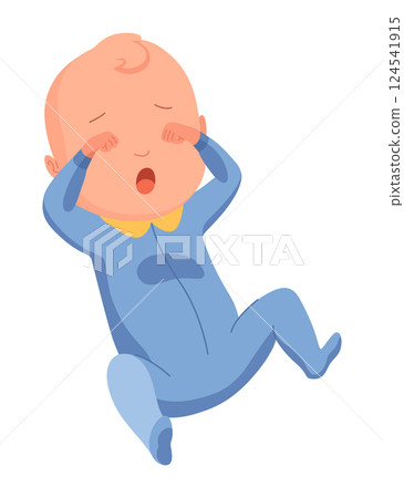 New born baby. Toddler with gentle face. Cute newborn infant. Vector cartoon illustration isolated on white background 124541915