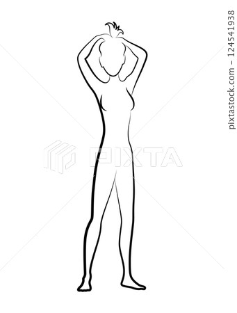 Female silhouette. Woman body outline icon. Girl figure in line style. Sign for wellness center, sport or beauty salon and spa. Vector isolated illustration Female silhouette. Woman body outline icon. Girl figure in line style. Sign for wellness center, sport or beauty salon and spa. Vector isolated illustration 124541938