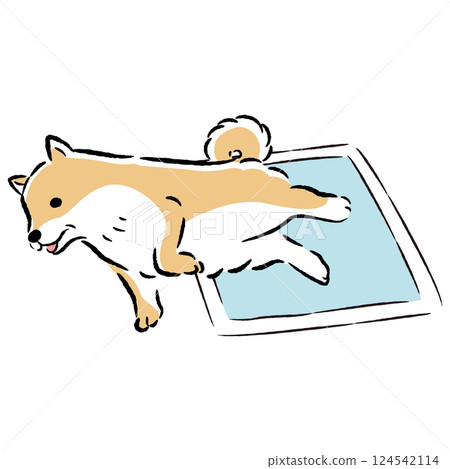 Hand-drawn illustration of a pet sheet and a senior dog 124542114