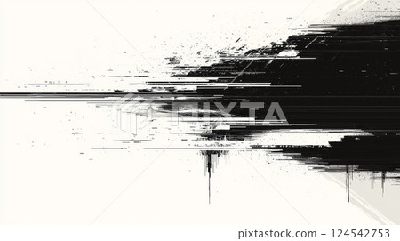Abstract black and white data glitch chaos, modern art background. concept of digital distortion, technology error, visual noise 124542753