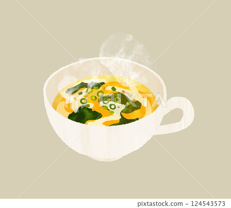 Egg and seaweed soup 124543573