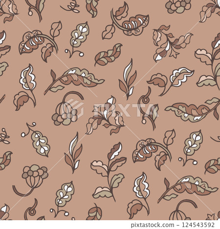 Earthy Floral Seamless Pattern vector 124543592
