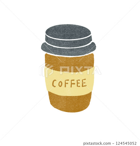 郵票風格的外帶咖啡插圖 124545052