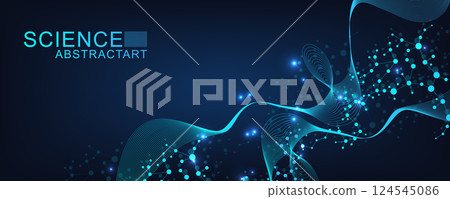 Molecular structure DNA, atom, neurons. Science concept for your design. Connected lines with dots. Medical, technology, chemistry, science background. illustration 124545086
