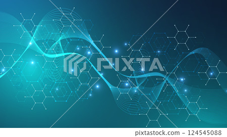 Abstract technology connect background lines and dots with hexagons. Modern hexagons technology concept design background. Vector illustration. Abstract technology connect background lines and dots with hexagons. Modern hexagons technology concept design background. Vector illustration. 124545088