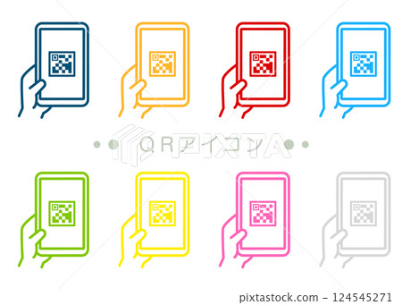 Cashless payment QR code icon set Cashless payment QR code icon set 124545271