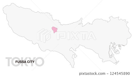 Location map of Fussa City, Tokyo No borders_01 Location map of Fussa City, Tokyo No borders_01 124545890