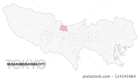 Location map of Musashimurayama City, Tokyo with borders_01 Location map of Musashimurayama City, Tokyo with borders_01 124545964