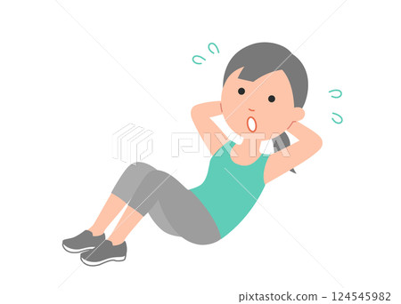 Young woman doing abdominal exercises to get in shape 124545982