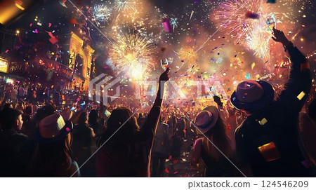 人們參加新年倒數活動慶祝 人們參加新年倒數活動慶祝 124546209