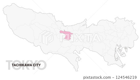 Location map of Tachikawa City, Tokyo with borders_01 Location map of Tachikawa City, Tokyo with borders_01 124546219