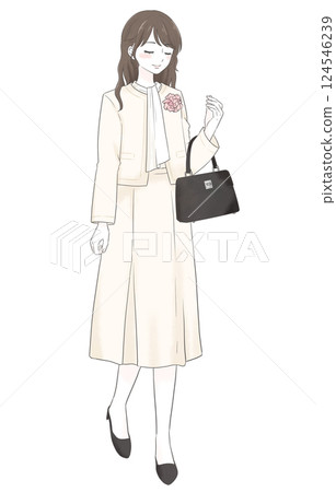 A woman wearing a white formal suit 124546239