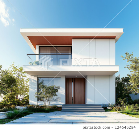 Residential image: Modern white detached house 124546284