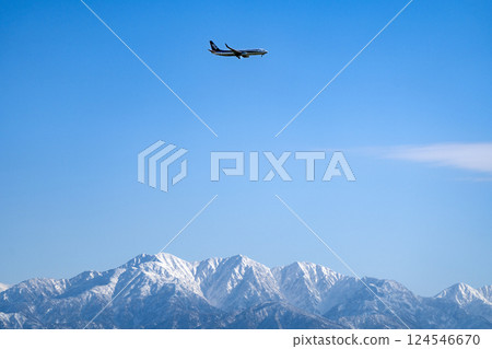 Tateyama mountain range and airplane Tateyama mountain range and airplane 124546670