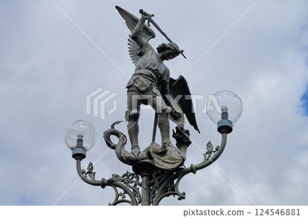 Detail of the sculpture on Sint-Michael on the bridge in Gent 124546881