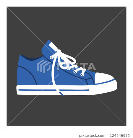Blue sneaker in flat design showcasing casual style and playful elements in vector art Blue sneaker in flat design showcasing casual style and playful elements in vector art 124546925
