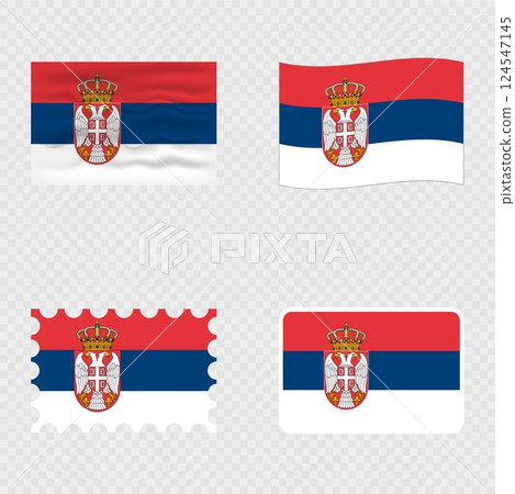 Serbia national flag in four different styles. 124547145