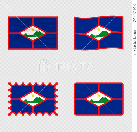 Sint Eustatius national flag in four different styles. Sint Eustatius national flag in four different styles. 124547148