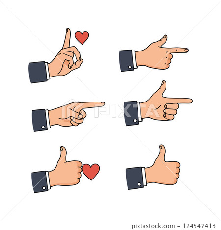 Hands gesturing love and direction in a minimal flat design vector illustration Hands gesturing love and direction in a minimal flat design vector illustration 124547413