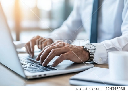 Professional therapist conducting online mental health session with client on laptop 124547686