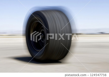 Rapid Motion Blur Effect of Spinning Wheel in Clear Outdoor Environment Rapid Motion Blur Effect of Spinning Wheel in Clear Outdoor Environment 124547738