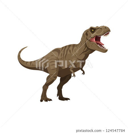 Realistic Tyrannosaurus Rex in a dynamic pose, detailed and colorful vector illustration 124547784