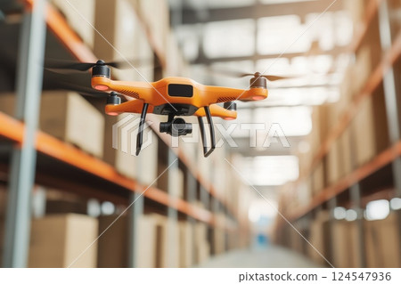 High-Speed Drone Flying Above Busy Port While Scanning Packages for Efficient Delivery High-Speed Drone Flying Above Busy Port While Scanning Packages for Efficient Delivery 124547936