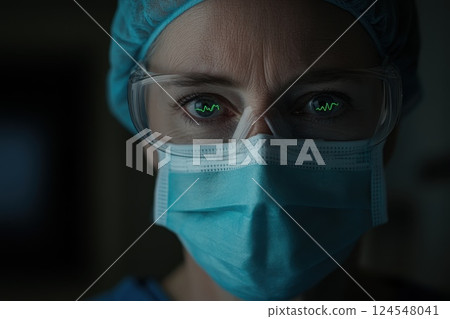 Surgeons Focused on Patient Safety with Reflective Goggles in Operating Room Surgeons Focused on Patient Safety with Reflective Goggles in Operating Room 124548041
