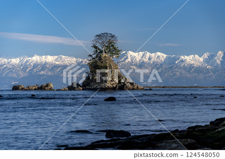 冬天從雨晴海岸看到的立山連峰 124548050