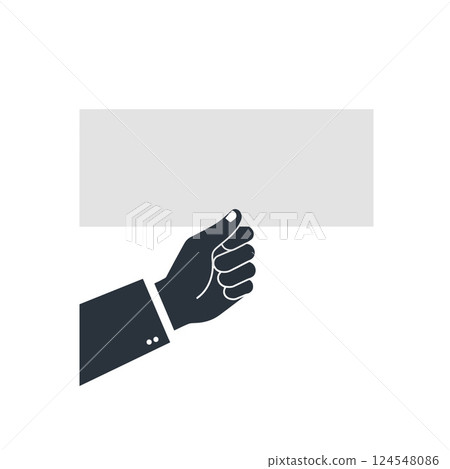 Hand holding a blank sign in a minimal flat design vector illustration Hand holding a blank sign in a minimal flat design vector illustration 124548086