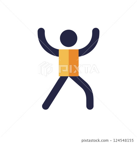 Celebratory figure with raised arms in flat design style vector art Celebratory figure with raised arms in flat design style vector art 124548155