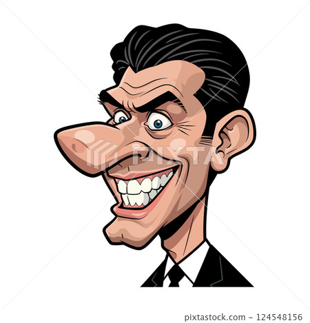 Cartoonish character with exaggerated features in a minimal style, showcasing humor and charm in vector illustration 124548156
