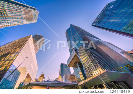 Tokyo cityscape in Japan: A ray of hope...Minato Ward's Akefune Park opens next to Toranomon Hills Station Tower (Toranomon Hills Station) 124548489