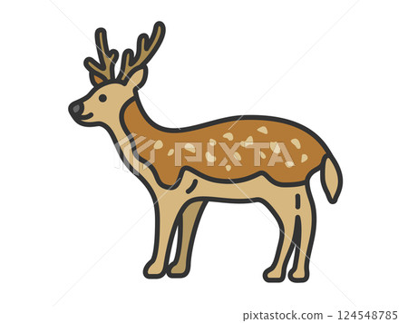 鹿的插圖(線條描彩色) 鹿的插圖(線條描彩色) 124548785
