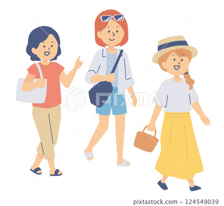 年輕女性外出插畫 124549039