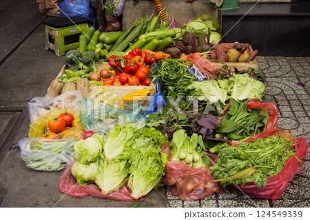 Street vegetable seller, Ho Chi Minh, Vietnam Street vegetable seller, Ho Chi Minh, Vietnam 124549339