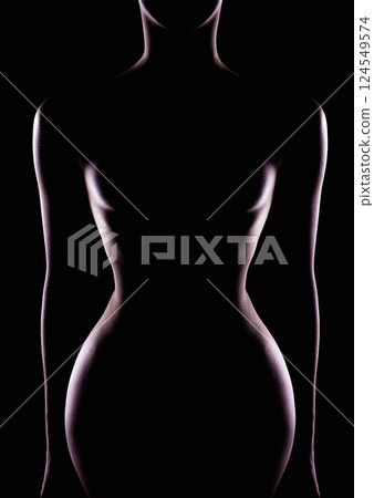 Nude Woman silhouette in the dark. Beautiful Naked Body 124549574
