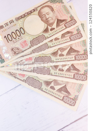 New 10,000 yen bills unfolded New 10,000 yen bills unfolded 124550820