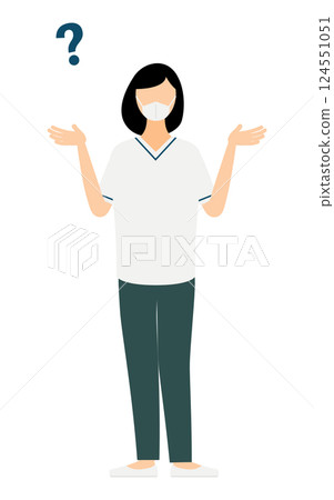 一位留著黑色短髮的女護士正在提問的簡單例子 124551051