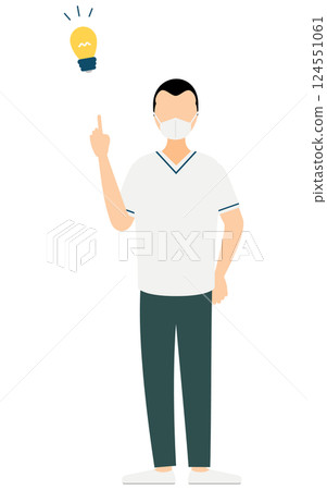 A simple illustration of a male nurse with a broad forehead coming up with an idea A simple illustration of a male nurse with a broad forehead coming up with an idea 124551061