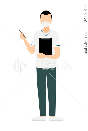 額頭寬闊的男護士做筆記的簡單示例 124551065
