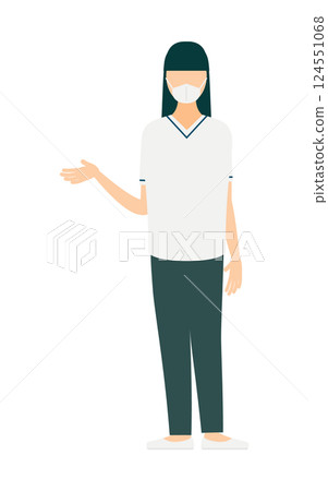 A simple illustration of a long-haired female nurse talking A simple illustration of a long-haired female nurse talking 124551068