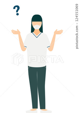 A simple illustration of a long-haired female nurse having a question A simple illustration of a long-haired female nurse having a question 124551069