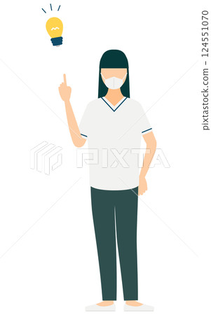 一位長髮女護士想出一個主意的簡單例子 一位長髮女護士想出一個主意的簡單例子 124551070