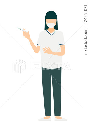 長髮女護士注射的簡單插畫 長髮女護士注射的簡單插畫 124551071