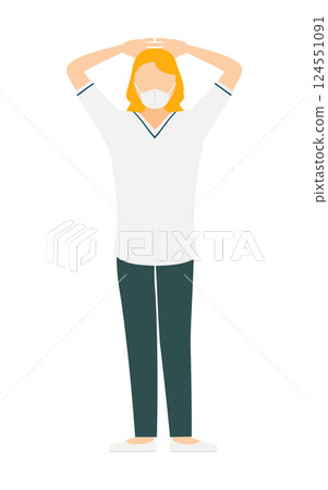 一位金髮女護士將雙手放在腦後的簡單圖示 124551091