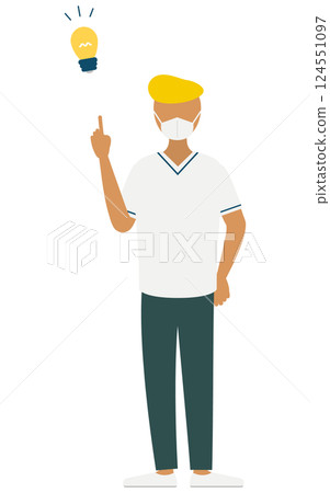 A simple illustration of a male nurse with a pompadour coming up with an idea 124551097