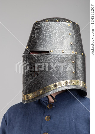 Close-Up of a Medieval Crusader Helmet 124551207