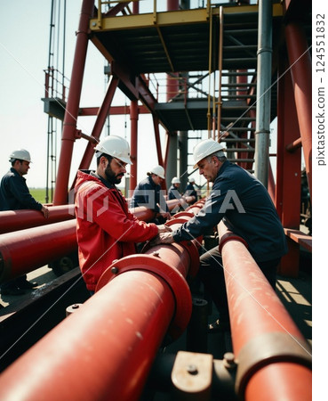 Industrial engineering collaboration at oil rig site 124551832
